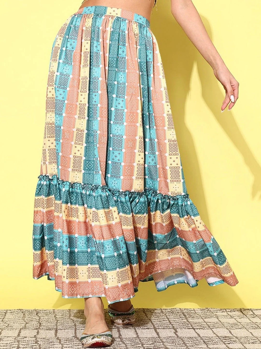 Printed Ethnic Maxi Skirts - Flared Long Ethnic Skirts Online