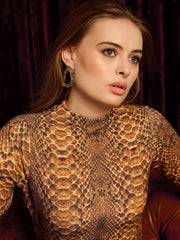 High Neck Mini Dress In Snake Print