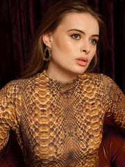 High Neck Mini Dress In Snake Print