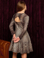 Short Flare Skater Dress In Cheetah Print