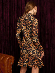 High Neck Mini Dress In Leopard Print
