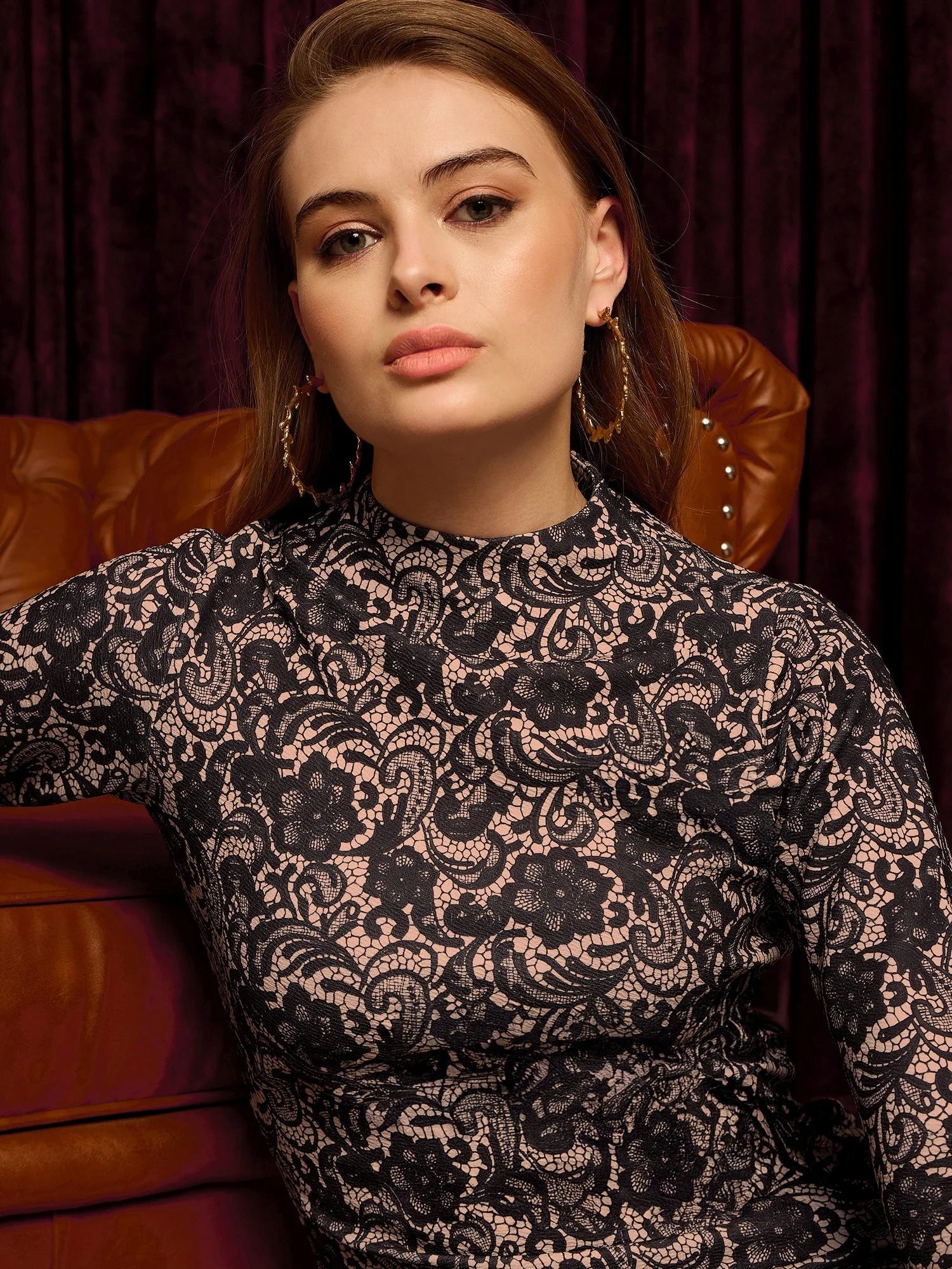 Lace Print Mini Dress - Western Outfits for Women Online