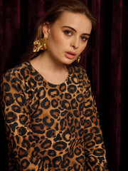 A-Line Mini Dress With Shoulder Pads In Leopard Print