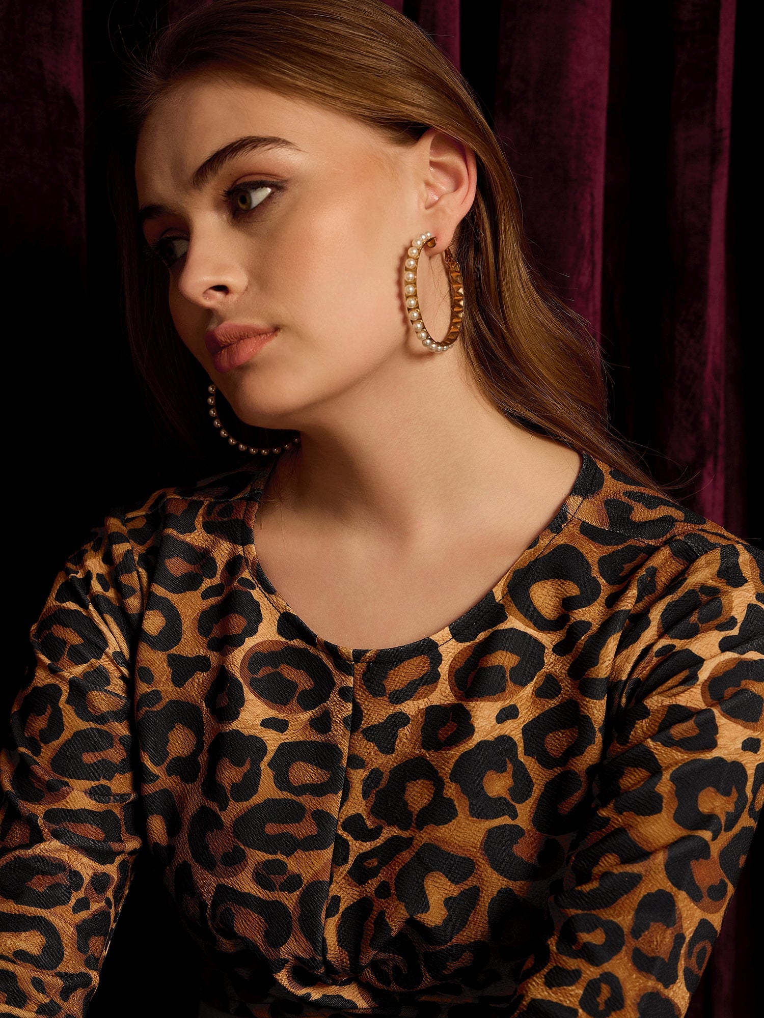 Leopard Print Crop Top & Skirt Set - Women's Western Wear