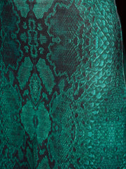 Front Twist Crop Top With Pencil Skirt In Green Snake Print