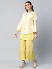 Yellow Crepe Printed Top Palazzo Set-AHTPPZ-COMBO-457