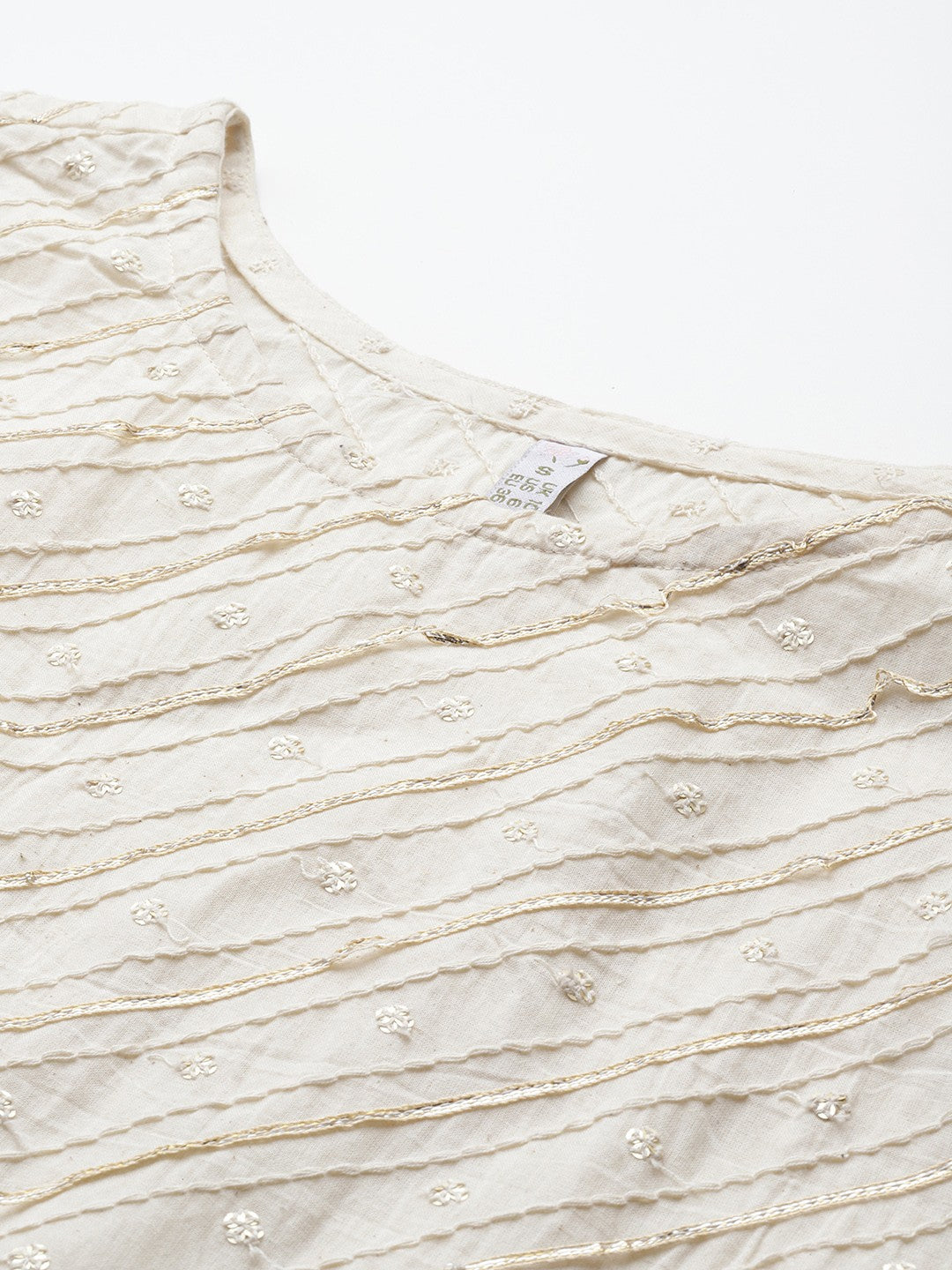 Ahalyaa Boat Neck Embroidered Pure Cotton Tunic