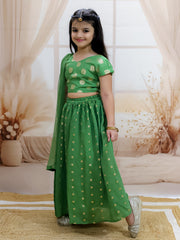 Lehenga Choli Set for Girls - Green | BR24LC77GRA
