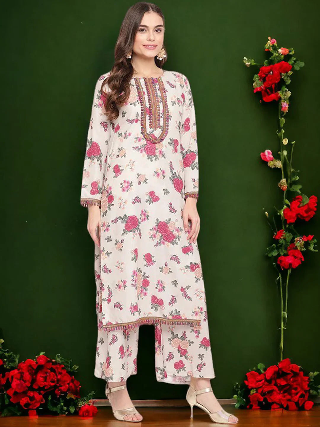 Floral Printed Straight Gotta Patti Kurta with Palazzos-AHKUPZ-COMBO-968