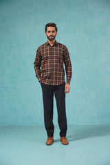 Checked Formal Shirt-SF-900Brown