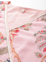 Plus Size Floral Printed Wrap Maxi Ethnic Dress-AP-AHEDGRDP-244