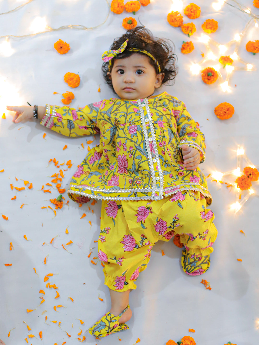 Pure Cotton Ethnic Suit Set for Girls - Yellow | BW23IN50YWA | DesiQlo