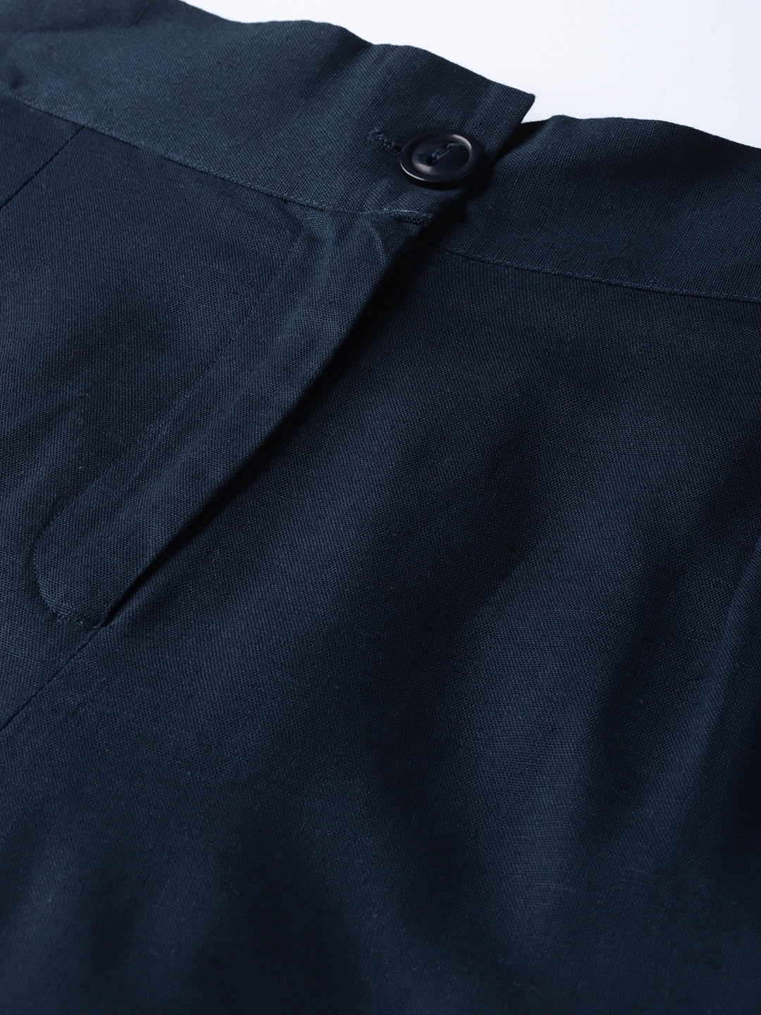 Navy Blue Cotton Flex Solid Wide Leg Women Palazzo With One Pocket | D