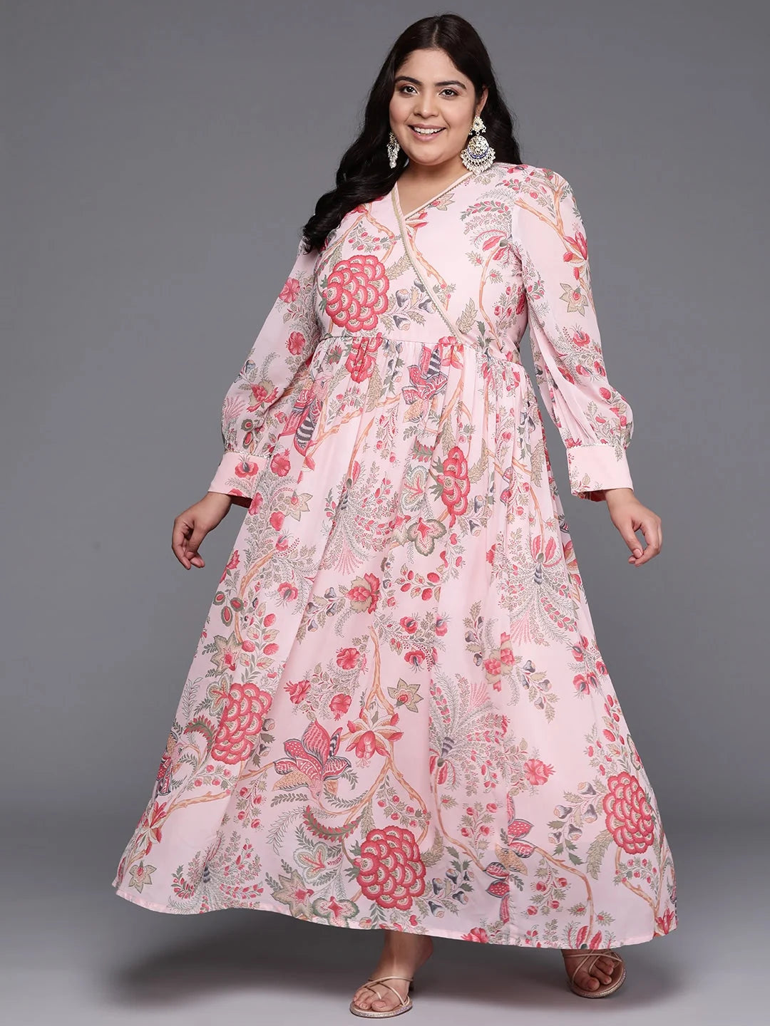 Plus Size Floral Wrap Maxi Dress | Shop Indian Dresses