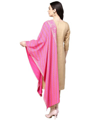 Beige Faux Silk Kurta Pant Set with Traditional Bandhani Print Dupatta-AHKUDUPN-Combo-123