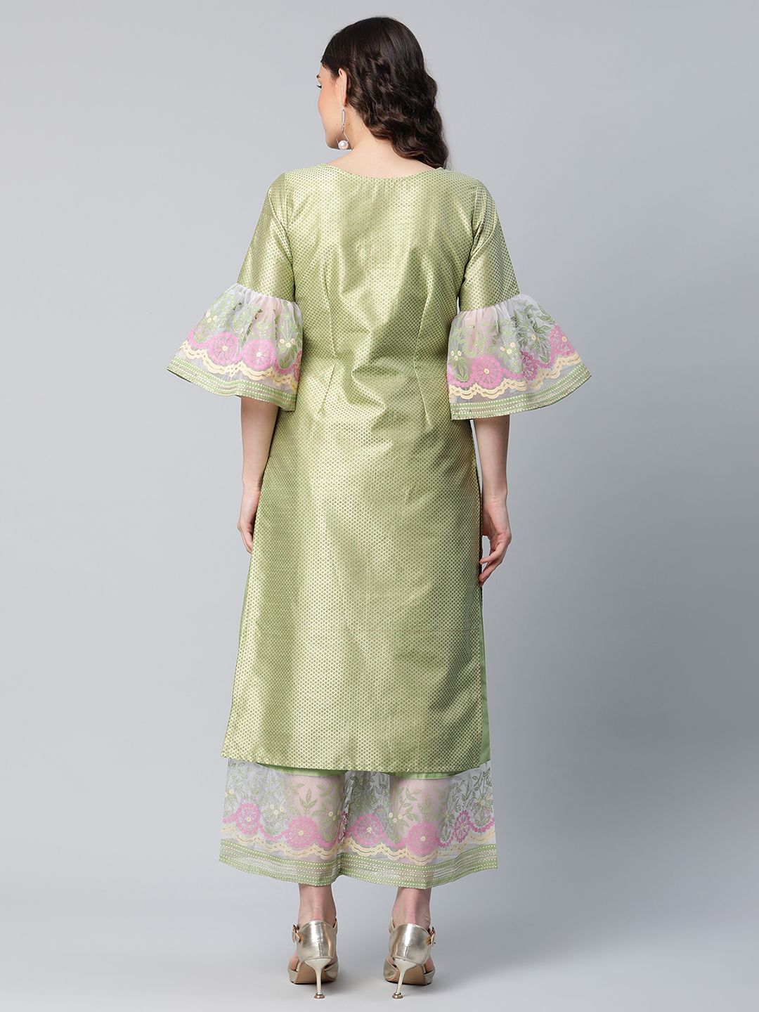 Off White Printed Cotton Kurta Palazzo Set with Dupatta