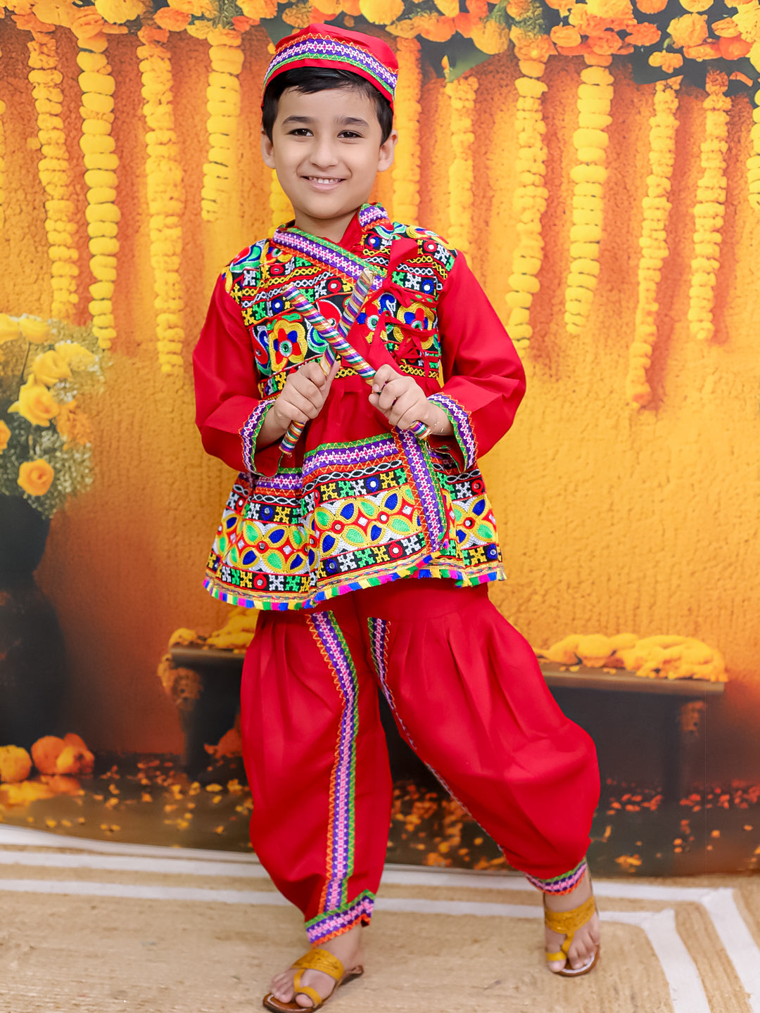 Dhoti Kurta Set for Boys - Red | BN24KD53RDA | DesiQlo