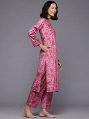 Floral Printed Sequinned Velvet Kurta with Trousers-AHKUPN-COMBO-1027