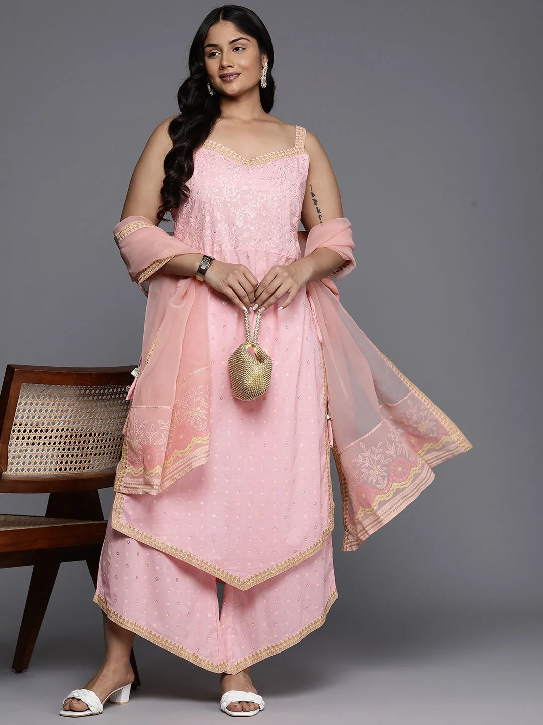 Plus Size Ethnic Motifs Printed Pure Cotton Kurta Set-AP-AHKUPZDU-COMBO-889