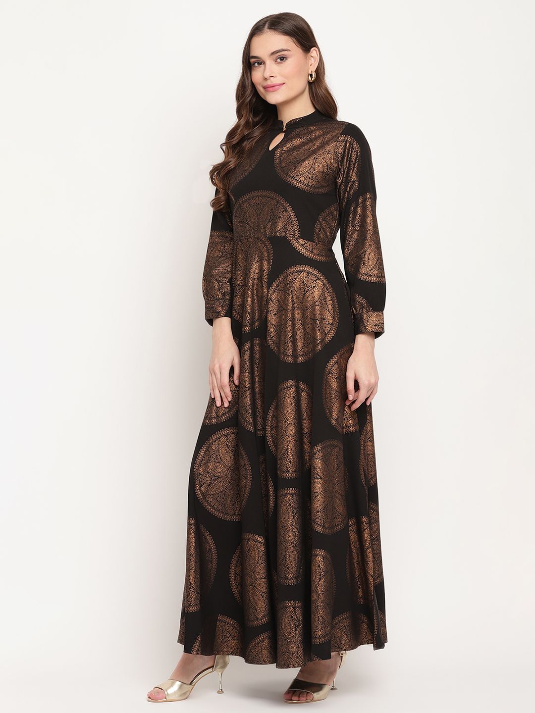 Black Copper Foil Print Dress | Women's Western Clothing Styles