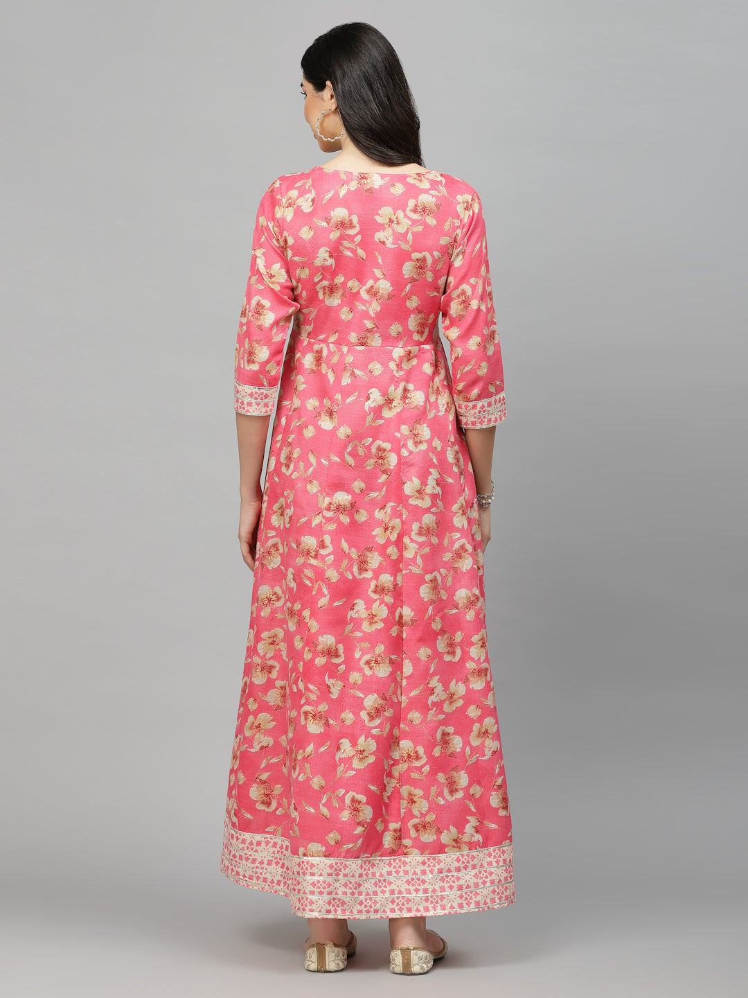 Stylum Women's Printed Rayon Blend Anarkali Kurta (AARUPINK)