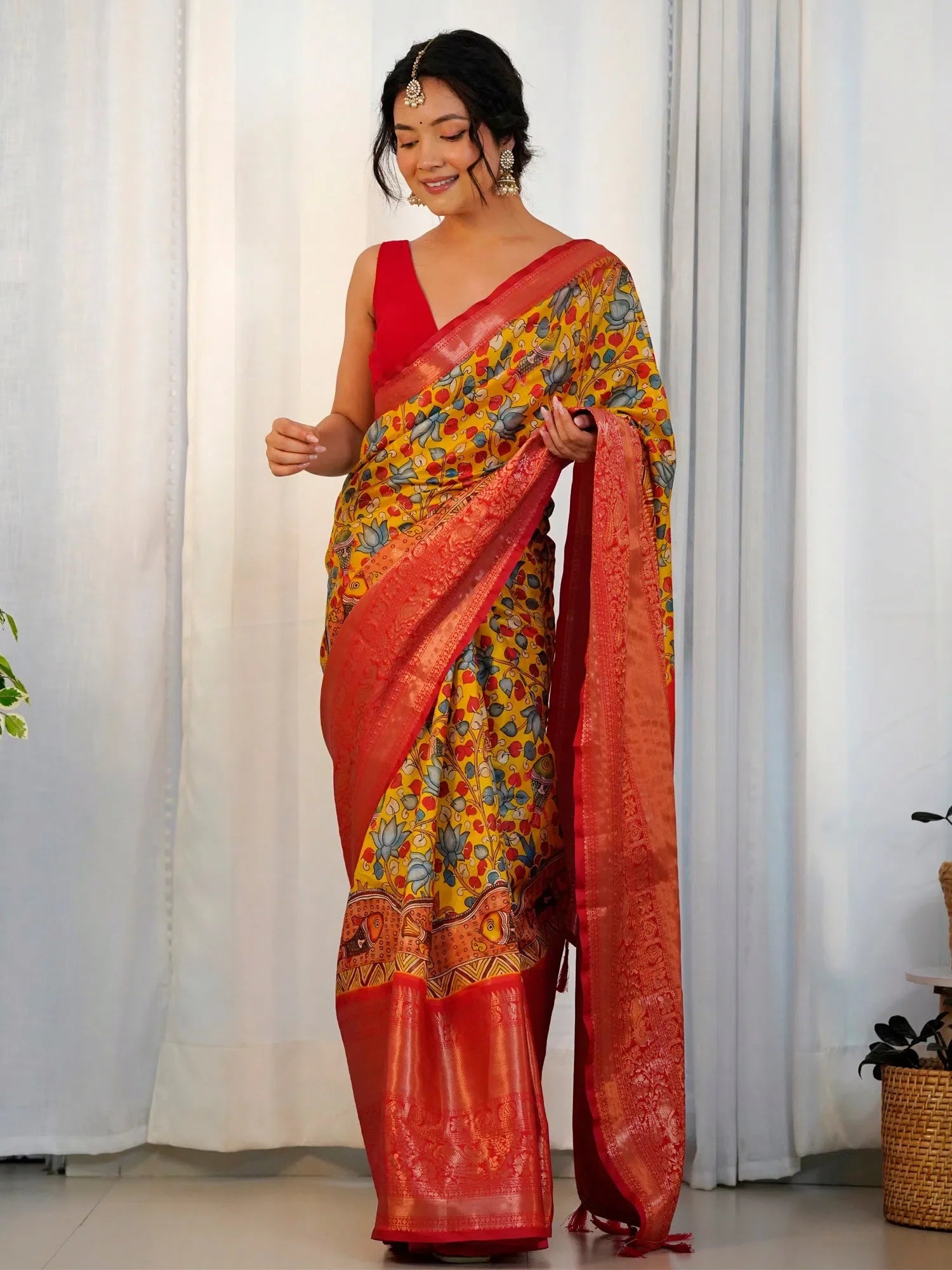 Yellow Printed Saree - Indian Sarees & Designer Style
