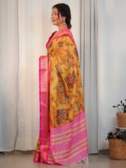 Women's Blend Beige Printed Designer Saree With Blouse Piece-KOZI102C