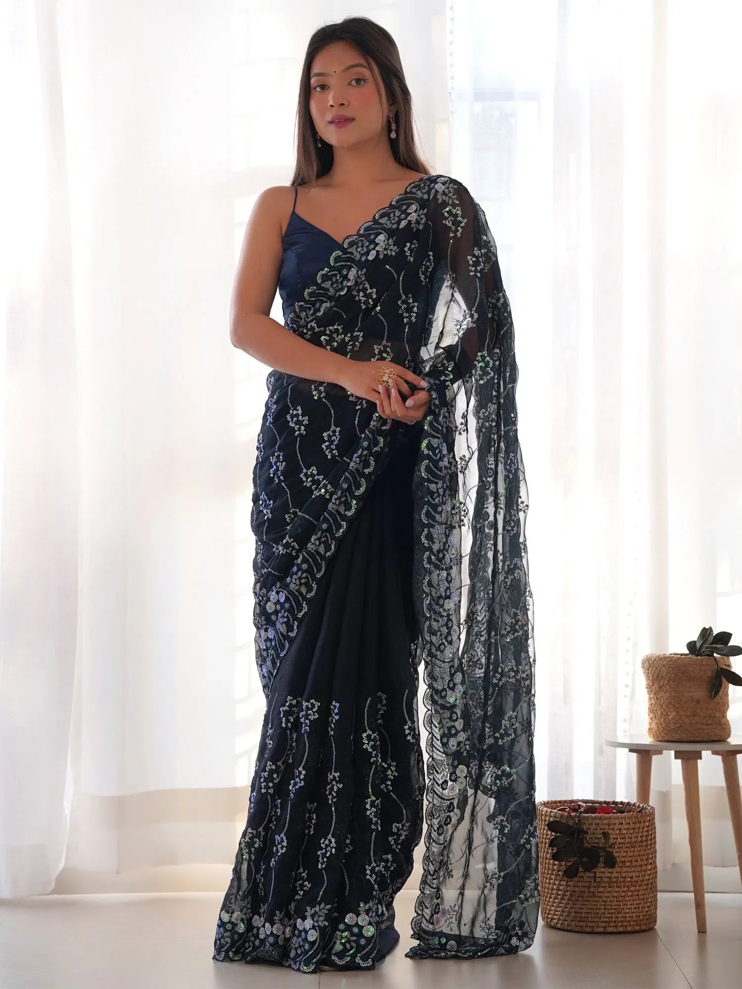 Navy Embellished Designer Saree | Indian Sarees Collection