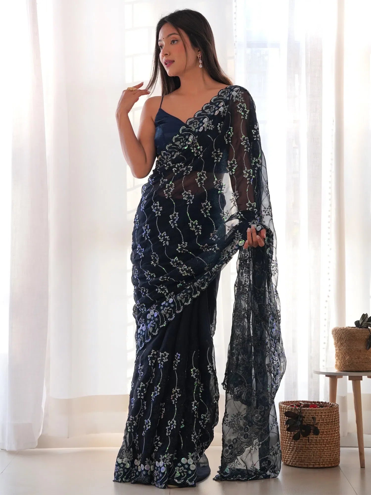 Navy Embellished Designer Saree | Indian Sarees Collection