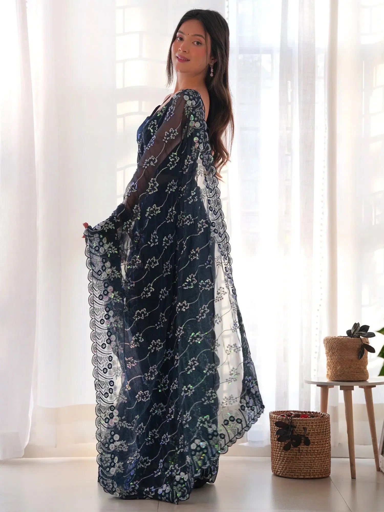 Navy Embellished Designer Saree | Indian Sarees Collection