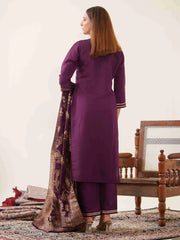 Wine Colour Roman Silk Top Bottom With Jequard Dupatta Set-MLWSHKS4368WNE