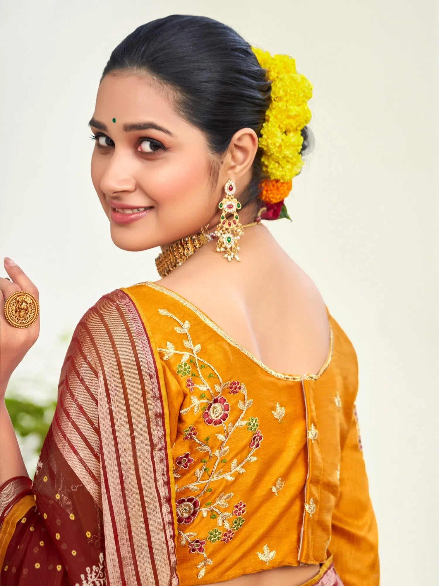 Maroon Embellished Polyester Saree | Indian Sarees