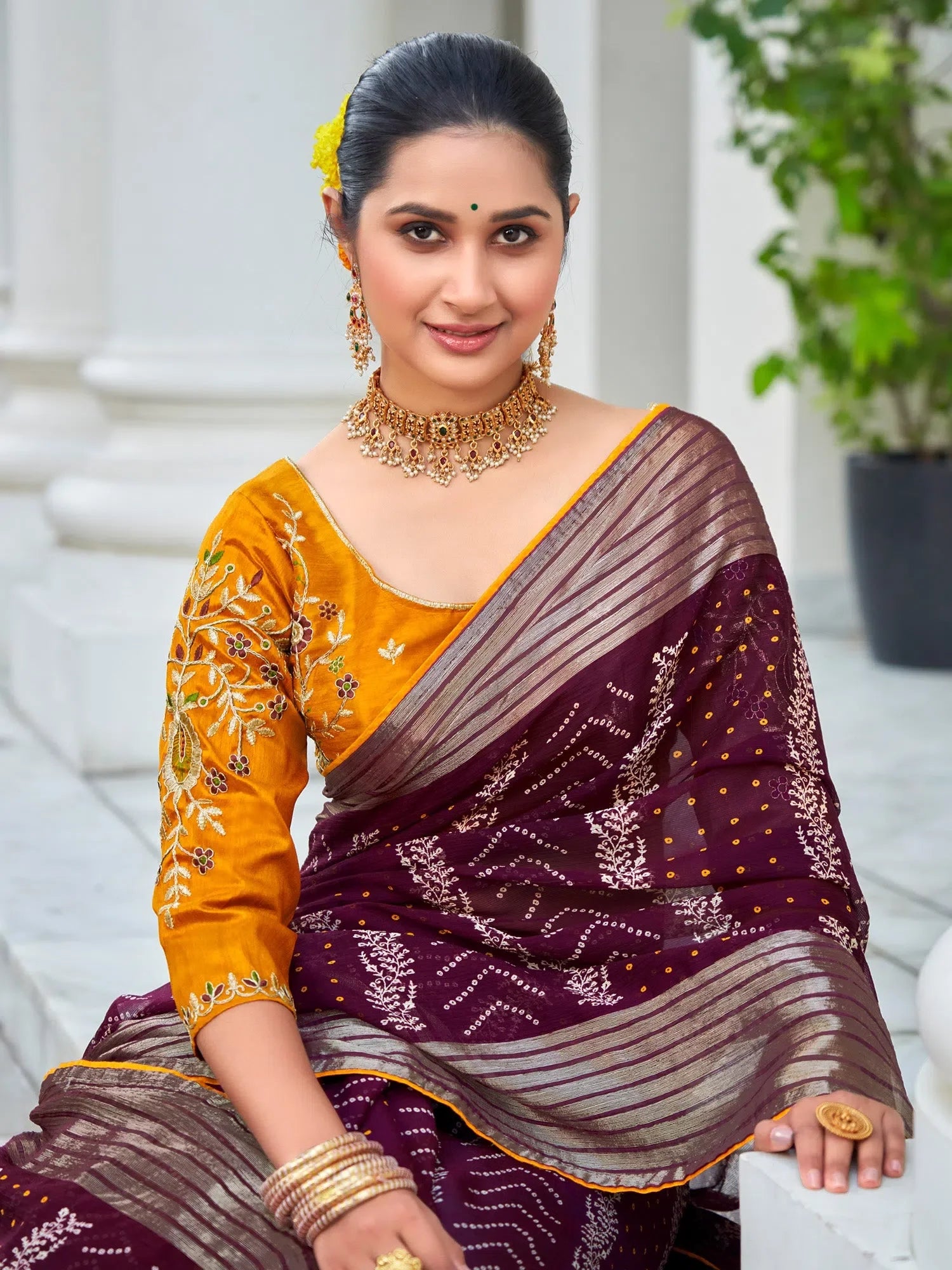 Purple Embellished Saree - Designer Sarees India
