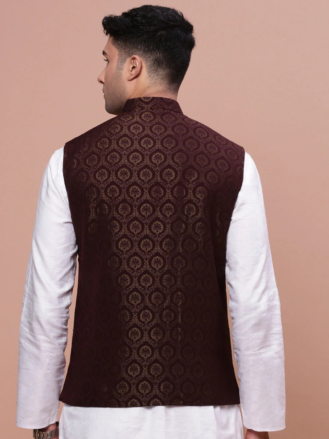 Brown Slim Fit Nehru Jacket | Mens Kurta Pajama Set | Pathani