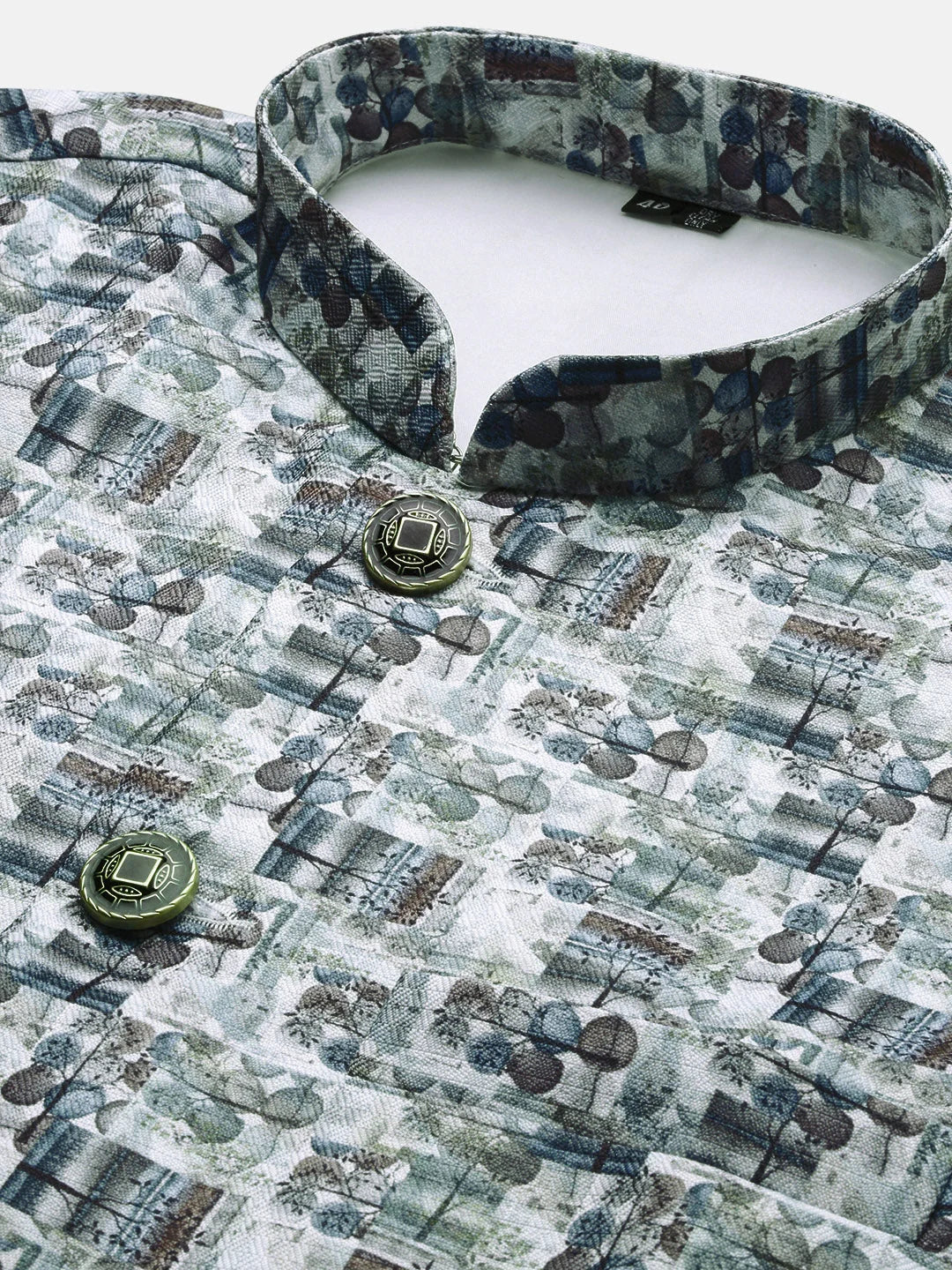 Teal Woven Design Nehru Jacket | Mens Kurta Pajama Style