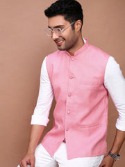 Men Solid Pink Slim Fit Nehru Jacket-AD-J-455-Pink