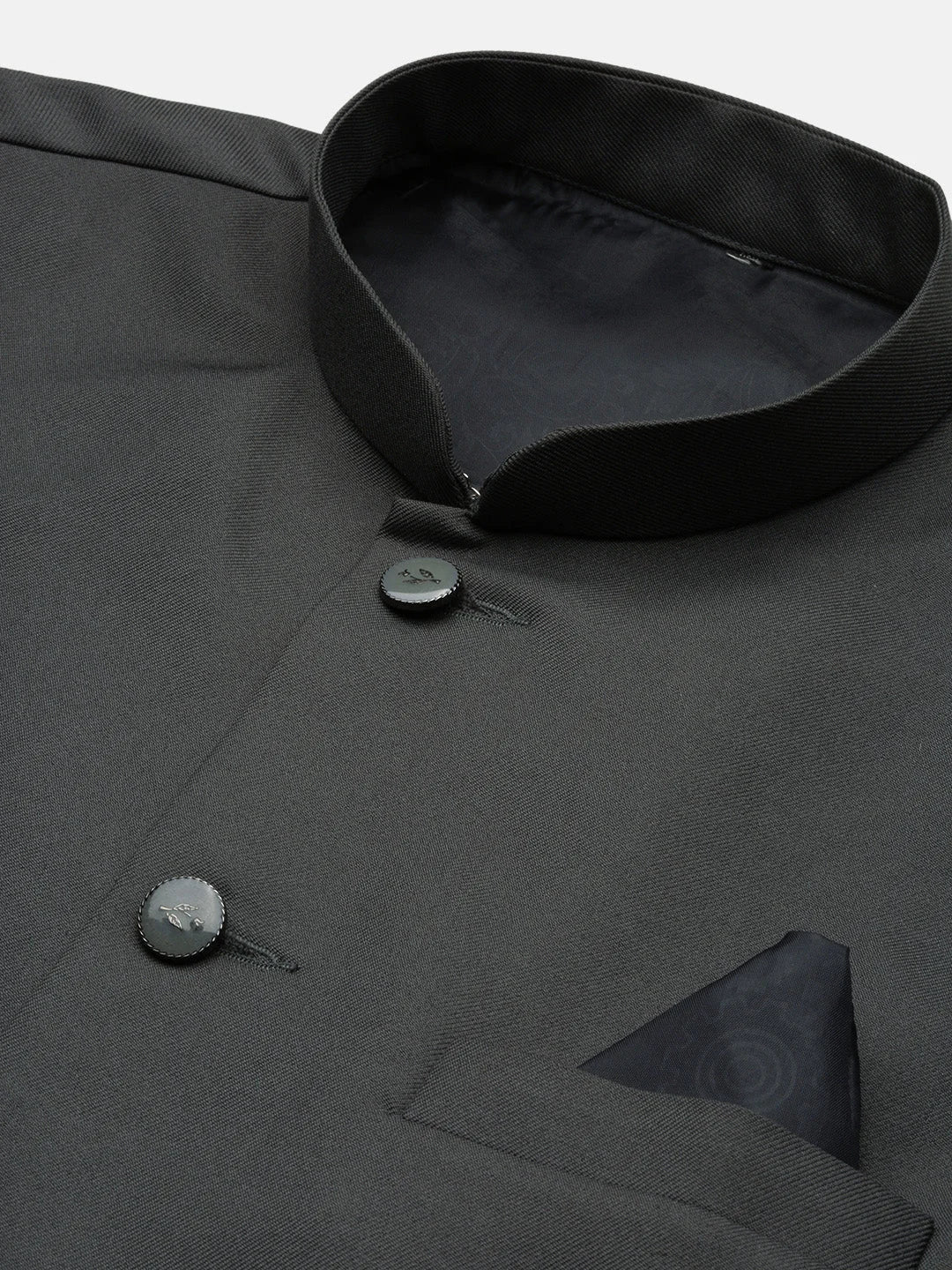 Charcoal Nehru Jacket | Solid Cotton Mens Kurta Pajama Set
