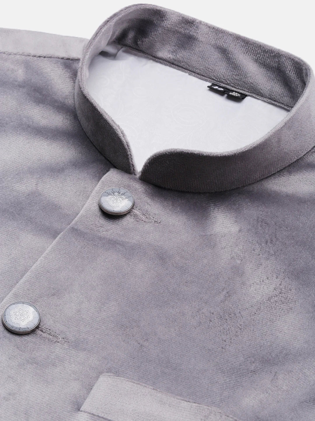 Grey Slim Fit Nehru Jacket | Mens Kurta Pajama Set - Showoff