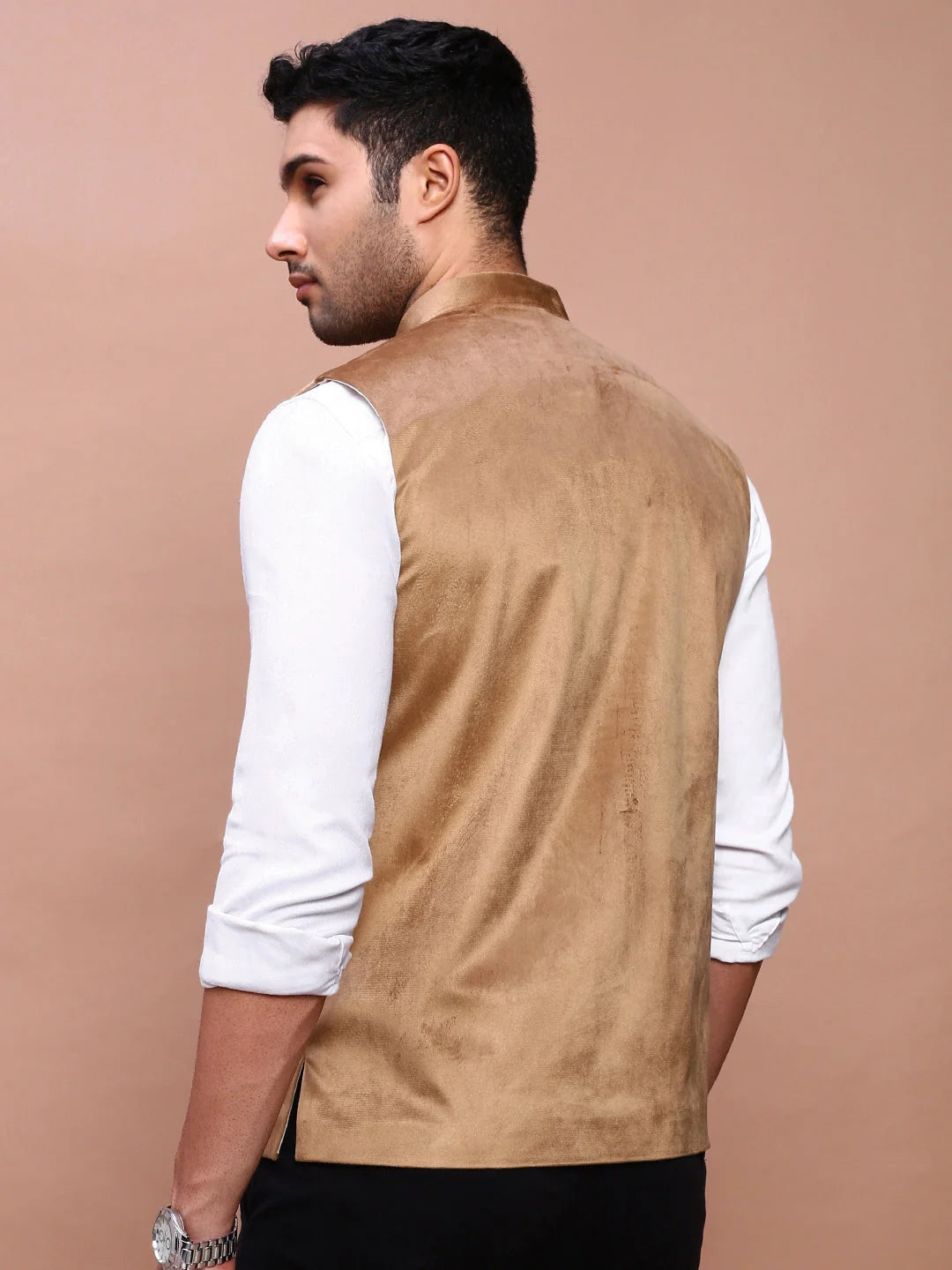 Khaki Nehru Jacket for Men - Slim Fit Mens Kurta Pajama Set