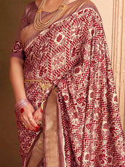 Women's  Blend Mauve Woven Design Designer Saree With Blouse Piece-ADWTYA1006