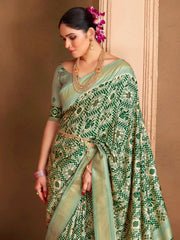 Women's Blend Teal Blue Woven Design Designer Saree With Blouse Piece-ANUPMA3001