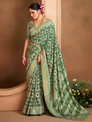 Women's Blend Teal Blue Woven Design Designer Saree With Blouse Piece-ANUPMA3001