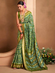 Women's  Blend Green Woven Design Designer Saree With Blouse Piece-ADWTYA1009