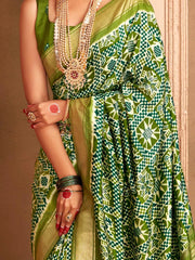 Women's  Blend Green Woven Design Designer Saree With Blouse Piece-ADWTYA1009