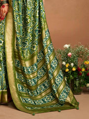 Women's  Blend Green Woven Design Designer Saree With Blouse Piece-ADWTYA1009