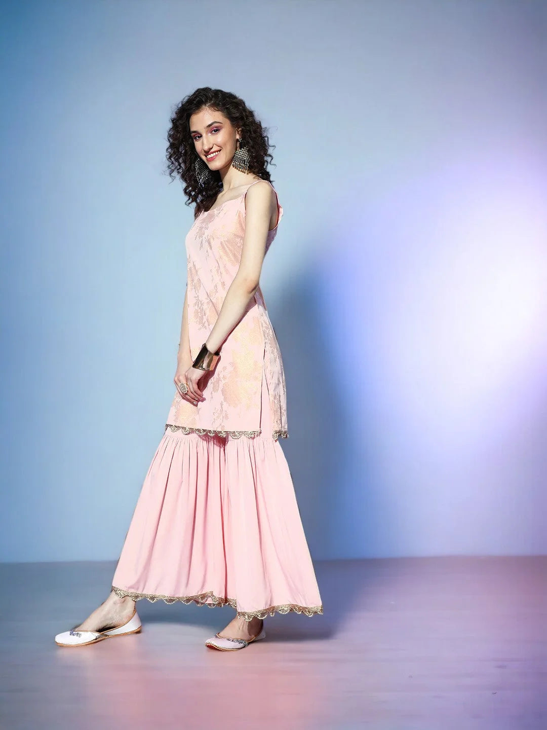Baby Pink Sharara Set | Printed Designer Sharara Suits for Women