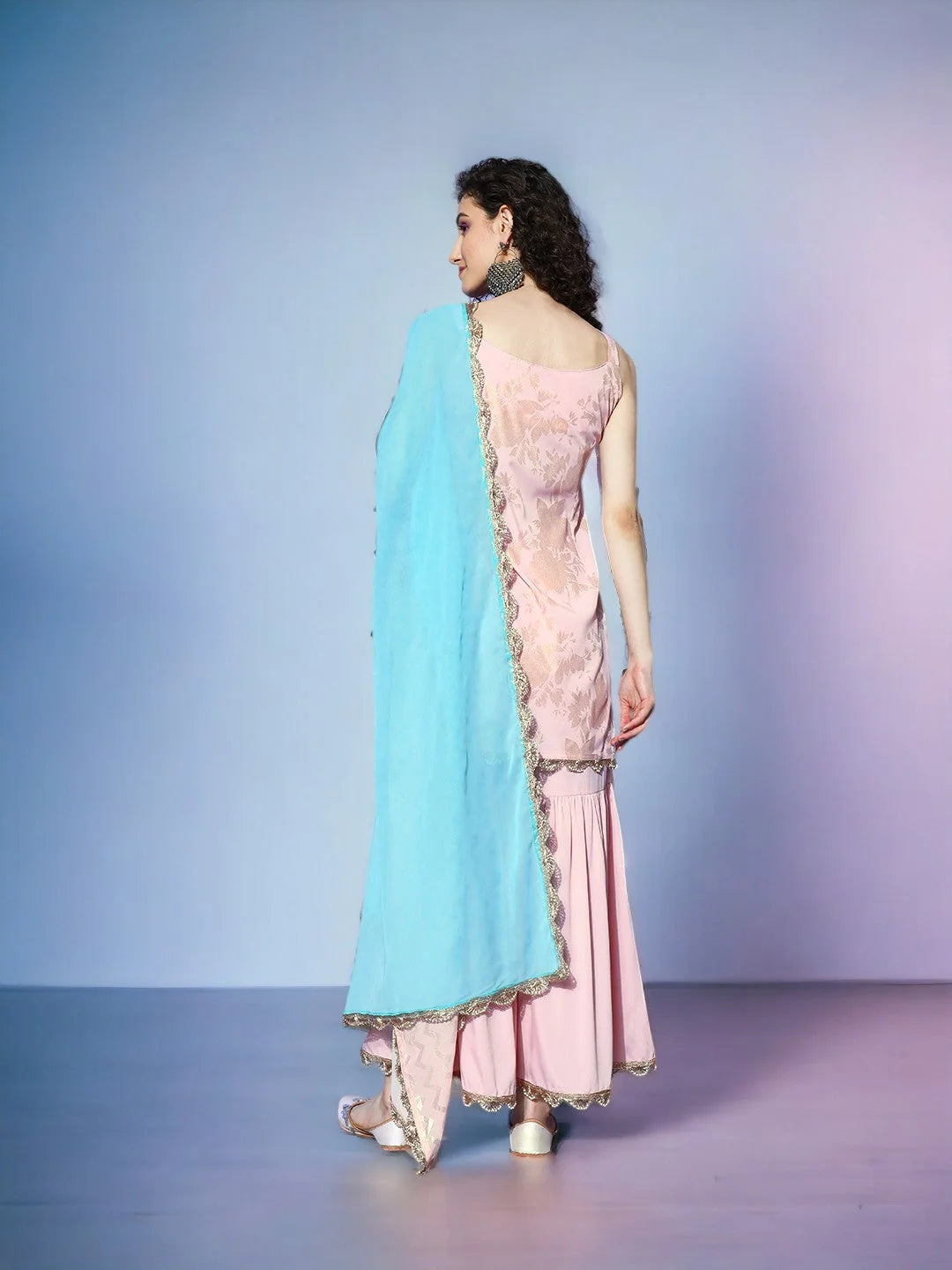 Baby Pink Sharara Set | Printed Designer Sharara Suits for Women