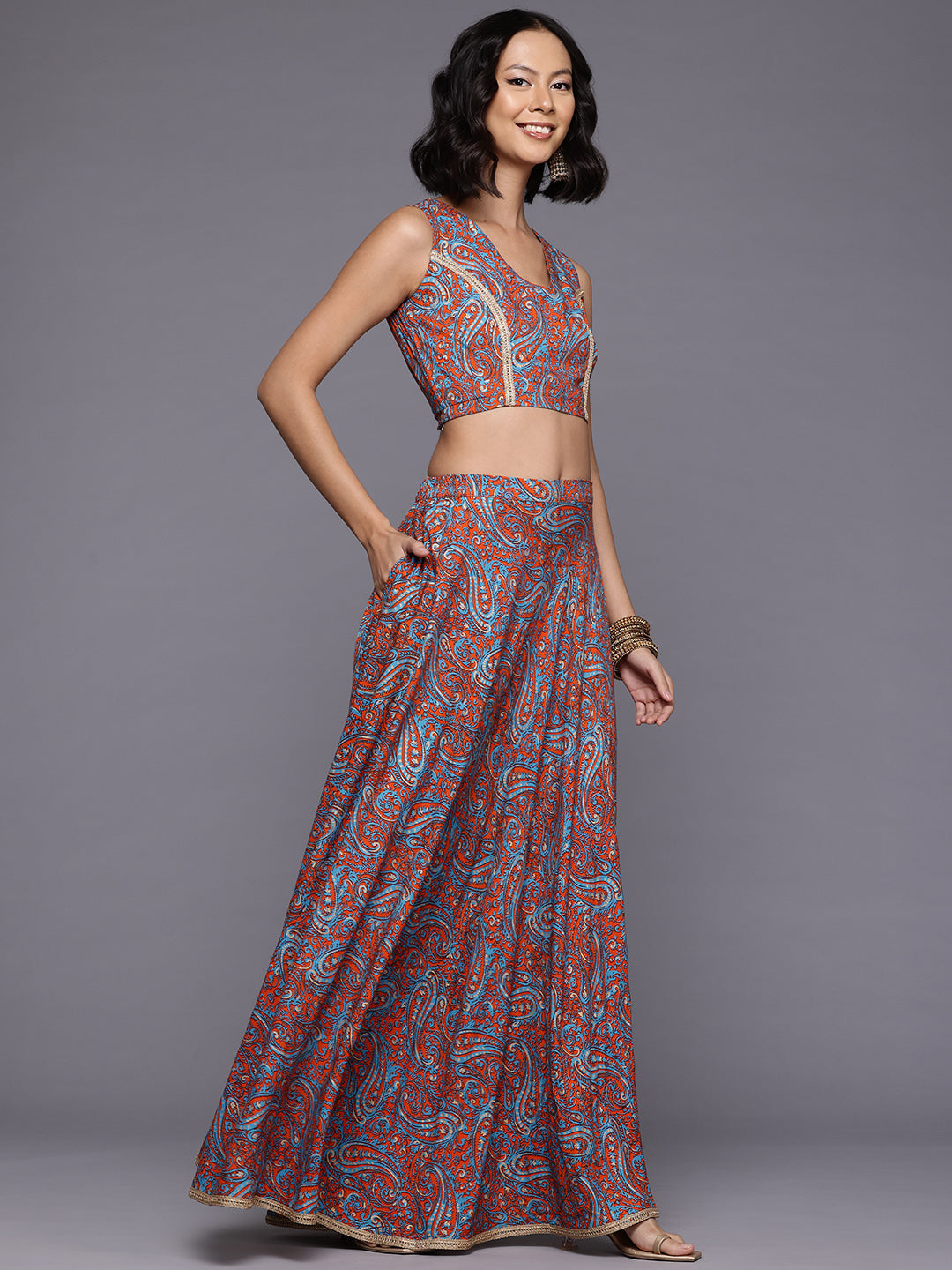 Printed Lehenga Choli with Dupatta - Women's Festive Lehenga