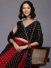 Printed Foil Print Ready to Wear Lehenga & Blouse With Dupatta-AHBLDULH-COMBO-1018