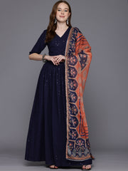 Embroidered Sequinned Ready to Wear Lehenga & Blouse With Dupatta-AHBLDULH-COMBO-1020